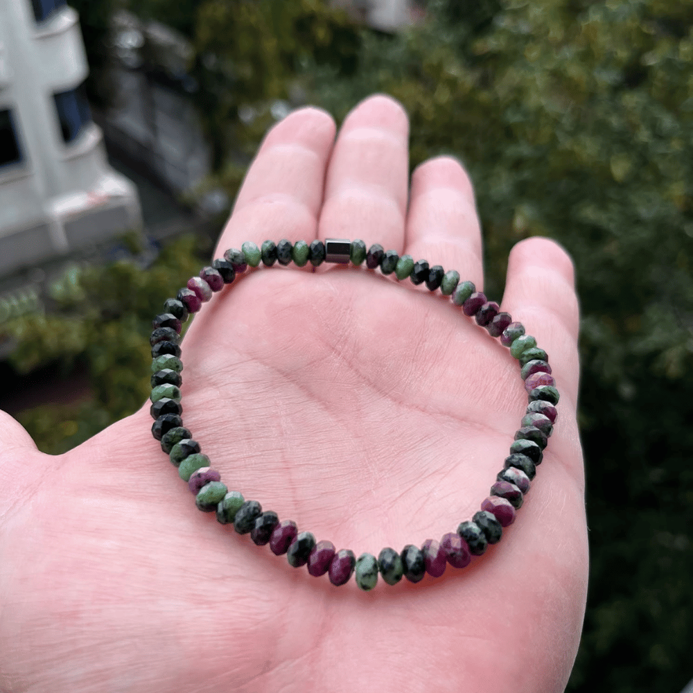 Rumi Şifa Ruby Zoisit Fasetli Rondela Kesim Bileklik