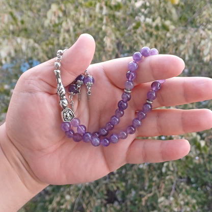 Rumi Şifa Ametist Doğal Taş Tesbih
