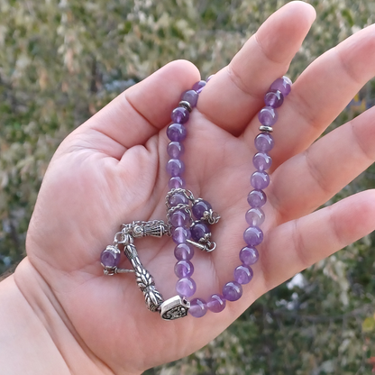 Rumi Şifa Ametist Doğal Taş Tesbih