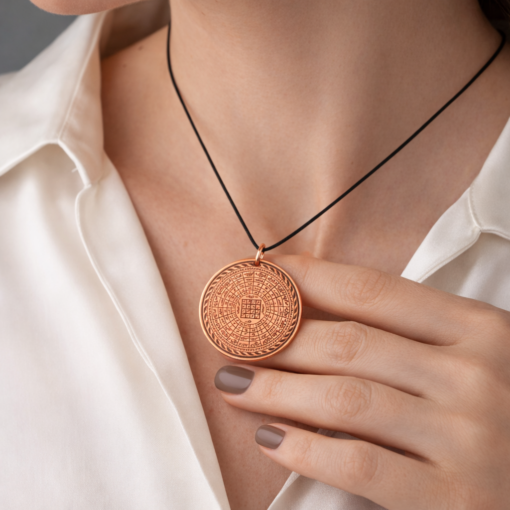 Rumi Şifa Cennetül Esma Dualı Bakır Kolye