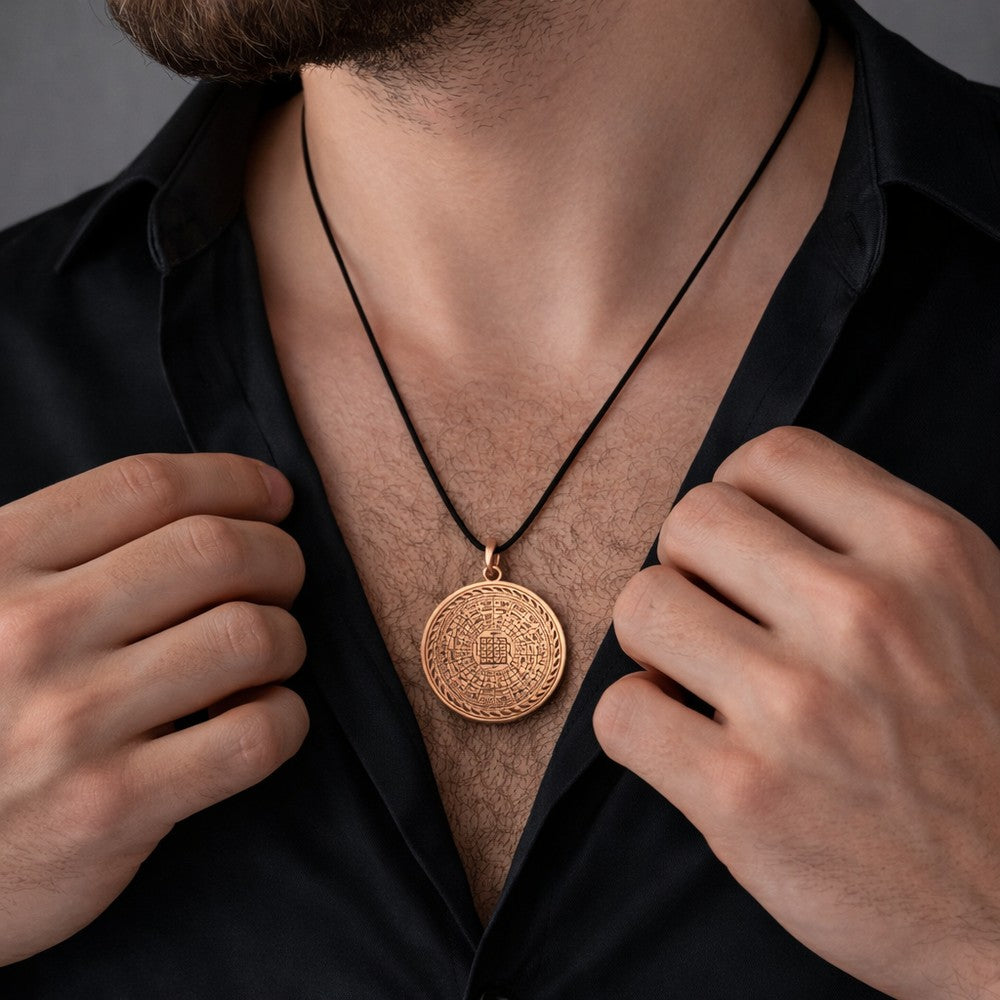 Rumi Şifa Cennetül Esma Dualı Bakır Kolye