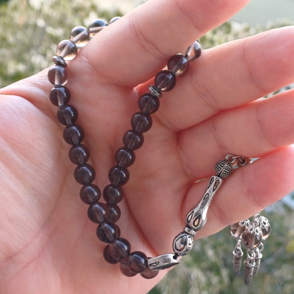 Rumi Şifa Dumanlı Kuvars Doğal Taş Tesbih