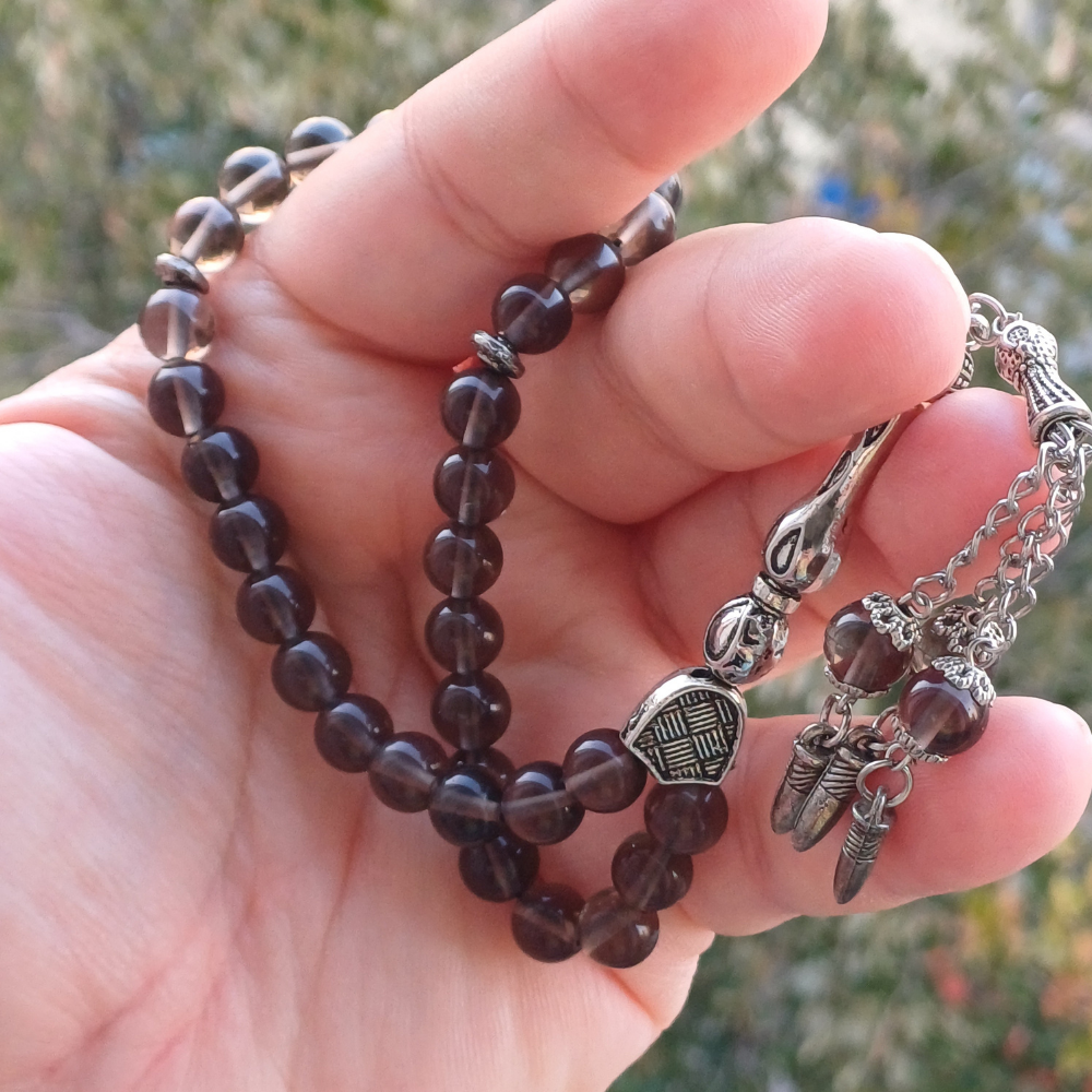 Rumi Şifa Dumanlı Kuvars Doğal Taş Tesbih