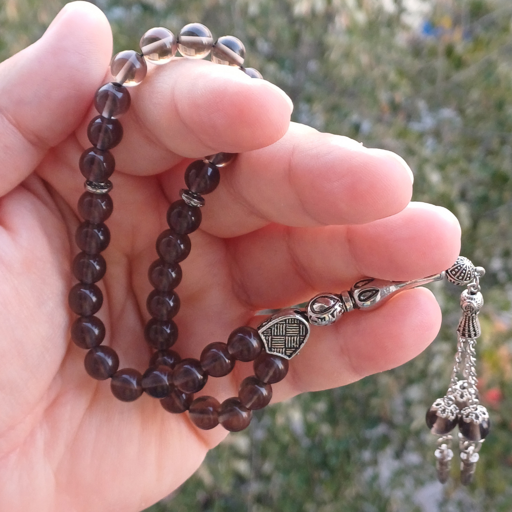 Rumi Şifa Dumanlı Kuvars Doğal Taş Tesbih