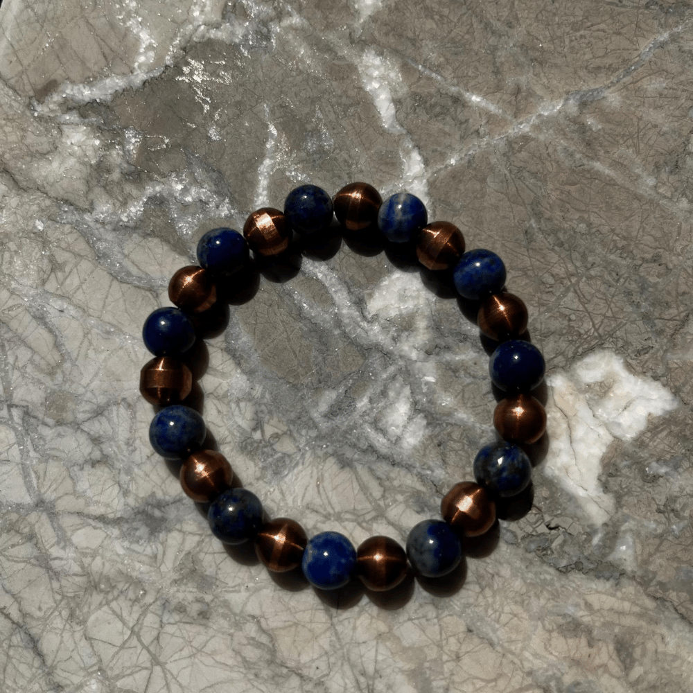Rumi Şifa Lapis Lazuli Dane Bakır Bileklik