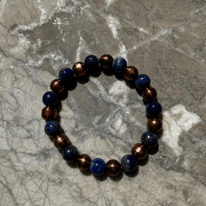Rumi Şifa Lapis Lazuli Dane Bakır Bileklik