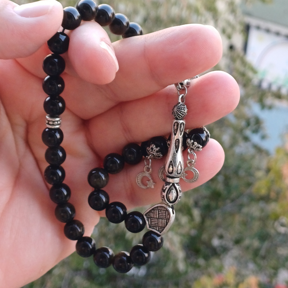 Rumi Şifa Obsidyen Doğal Taş Tesbih